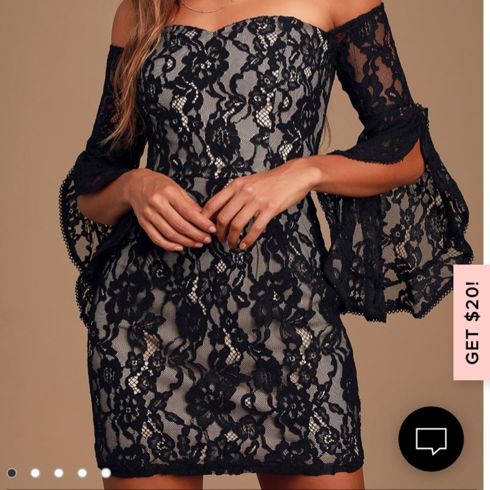 NWT Lulu Black Lace Bodycon Party Dress